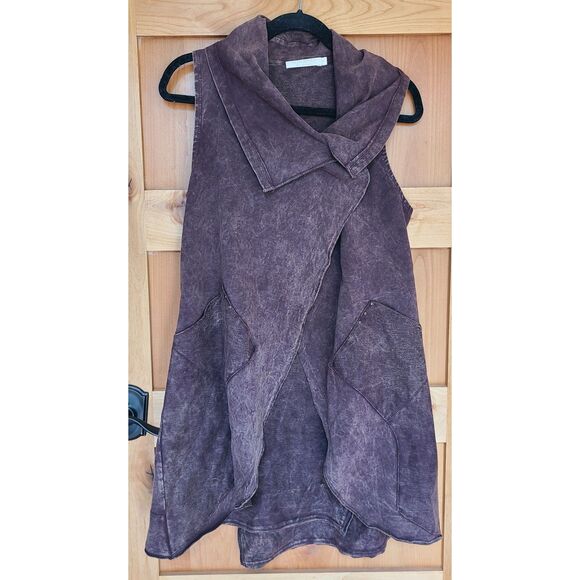 Testimony Los Angeles Lagenlook Sleeveless Cardigan Brown Layered Look SMALL S - Picture 1 of 8